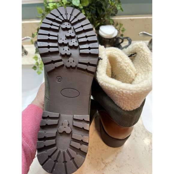 Skechers Air Cooled Memory Foam Lace Up Suede Leather Boots Green Size 10 New - Picture 9 of 11